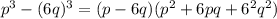 p^3-(6q)^3=(p-6q)(p^2+6pq+6^2q^2)