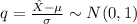 q = \frac{\hat X - \mu}{\sigma} \sim N(0,1)