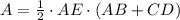 A = \frac{1}{2} \cdot AE \cdot (AB+CD)