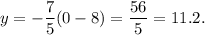 y=-\dfrac{7}{5}(0-8)=\dfrac{56}{5}=11.2.