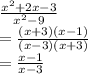 \frac{x^2+2x-3}{x^2-9}\\=\frac{(x+3)(x-1)}{(x-3)(x+3)}\\=\frac{x-1}{x-3}