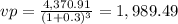 vp = \frac{4,370.91}{(1+0.3)^{3} } = 1,989.49