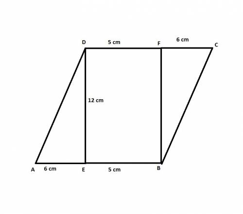 What is the area of this parallelogram?  60 cm² 66 cm² 72 cm² 132 cm² parallelogram a b c d with sid