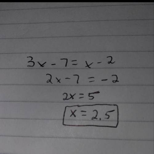 To solve the equation 3x-7=x-2, alex says the first step is to subtract x from both sides. danny say