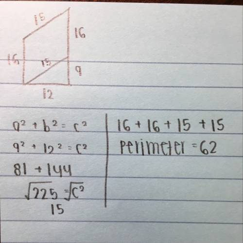 Simple parallelogram perimeter question i'm sort of confused by the diagram.   me out and explain.