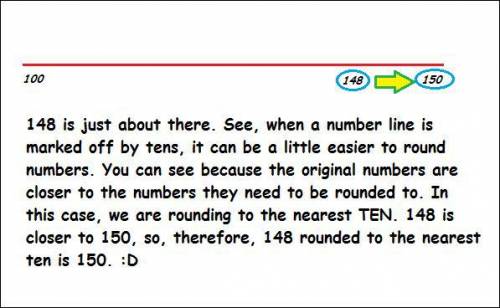 How do you use a number line to round 148 to the nearest 10?  explain.