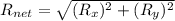 R_{net}=\sqrt{(R_x)^2+(R_y)^2}