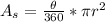 A_{s} =\frac{\theta }{360}*\pi r^2
