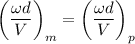 \left(\dfrac{\omega d}{V}\right)_m=\left(\dfrac{\omega d}{V}\right)_p