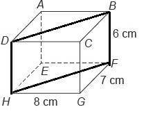 This rectangular prism is intersected by a plane that contains points b, d, h, and f. what is the pe