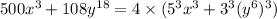 500x^3+108y^{18}=4\times (5^3x^3+3^3(y^6)^3)