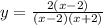 y=\frac{2(x-2)}{(x-2)(x+2)}