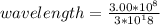 wavelength =  \frac{3.00* 10^{8} }{3* 10^18} &#10;