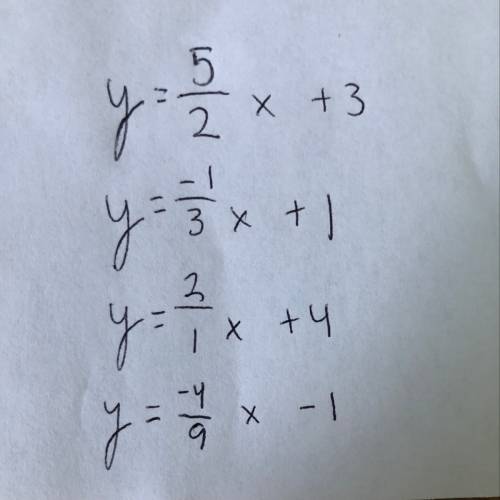 make the equations into y=mx+b format.  show your work!  only smart people  giving