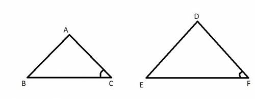 Suppose that m∠c = m∠f. which other fact would guarantee that the triangles are similar?  a) cb fe =