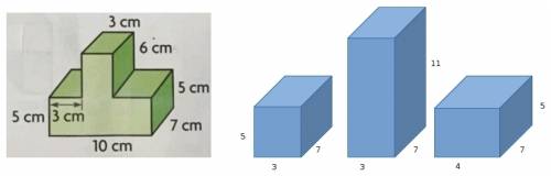 What is the volume of the composite figure?   a. 126 cu cm. b. 350 cu cm. c. 450 cu cm.  d. 476 cu c