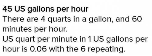 Convert 3qt/min to gallons per hour