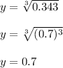 y=\sqrt[3]{0.343}\\\\y=\sqrt[3]{(0.7)^3}\\\\y=0.7