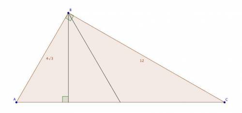 The altitude and the median from the same vertex of a triangle trisect the angle. find the area of t