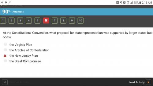 At the constitutional convention, what proposal for state representation was supported by larger sta