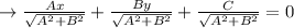 \rightarrow \frac{Ax}{\sqrt{A^2+B^2}}+ \frac{By}{\sqrt{A^2+B^2}}+ \frac{C}{\sqrt{A^2+B^2}}=0