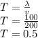 T=\frac{\lambda}{v}\\T=\frac{100}{200}\\T=0.5