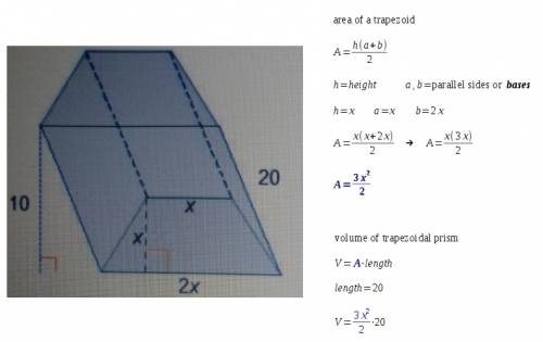On obliqe prism has trapezoid bases. which expression represents the volume of the prism?