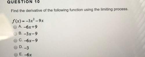 Find the derivative of the following function using the limit process