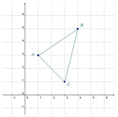 Triangle abc is shown on the graph below. c. triangle abc is translated 1 unit right and 2 units dow