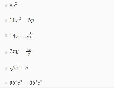 Which of the following expressions are not polynomials. *select all that apply*