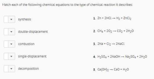 Math each of the following chemical equations to the type of chemical reaction it describes: