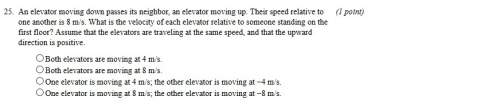 An elevator moving down passes its neighbor, an elevator moving up. their speed relative to one anot