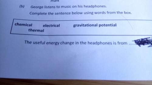 "george listens to music on his headphones. complete the sentence using the words from the box" (see