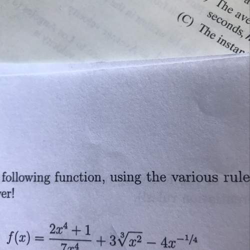 Find the derivative of the following function, using the various rules for differentiation