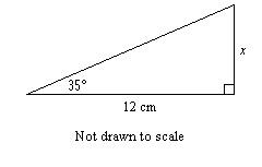 Find the value of x. round the length to the nearest tenth. question 2 options: 17.1 cm 9.8 cm 8.4