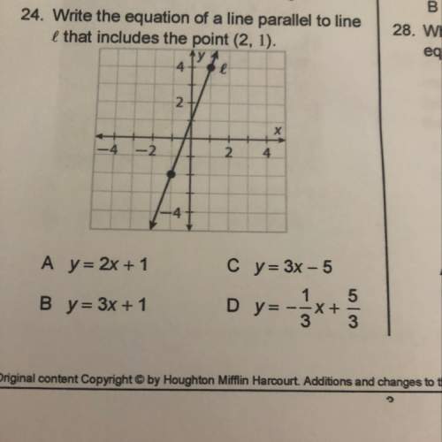 Write the equation of a line parallel to line l that includes point (2,1)
