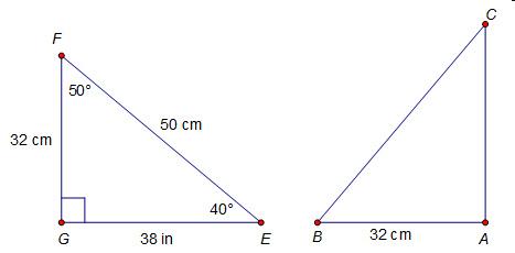Amber believes triangle abc and triangle gfe are congruent. she has recorded the measures of some of