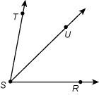 Ray su is an angle bisector of ∠rst. the measure of ∠tsu is 42°. what is the measure of ∠rsu? 90°