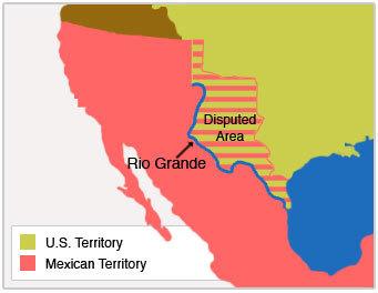 The map above shows a portion of north america before the mexican-american war. which answer best ex