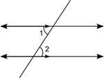 The figure below shows parallel lines cut by a transversal: a pair of parallel lines is shown with