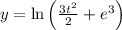 y=\ln \left(\frac{3t^2}{2}+e^3\right)