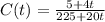 C(t) = \frac{5 + 4t}{225 + 20t}