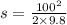 s=\frac{100^2}{2\times 9.8}