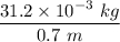 \dfrac{31.2\times 10^{-3}\ kg}{0.7\ m}