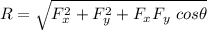R=\sqrt{F_x^2+F_y^2+F_xF_y\ cos\theta}