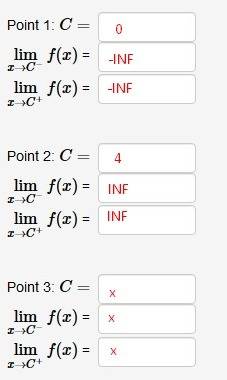 Can someone  me with this?  i need to find the points of discontinuity/limits for each of these. i t