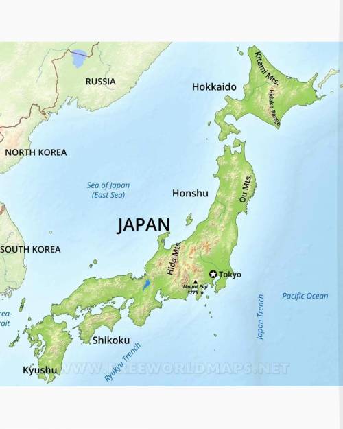 Which of the countries on the map above is japan?  a. number 1 b. number 4 c. number 5 d. number 6