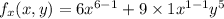 f_x(x,y)=6x^{6-1}+9\times 1x^{1-1}y^5