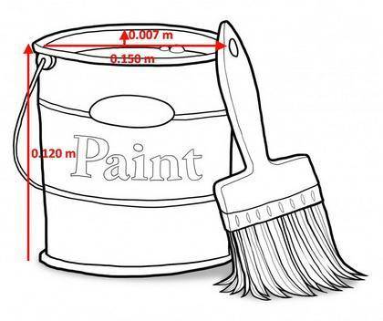 An empty paint tin of diameterv0.150m and height0.120m has amass of 0.22 kg it is filled with paint