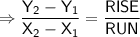 \Rightarrow \displaystyle \mathsf{\frac{Y_2-Y_1}{X_2-X_1}=\frac{RISE}{RUN}  }}